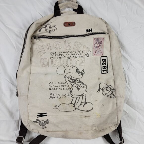 Disney Mickey Mouse Adults White Backpack Casual Outdoors Theme Parks Mickey - Picture 1 of 10